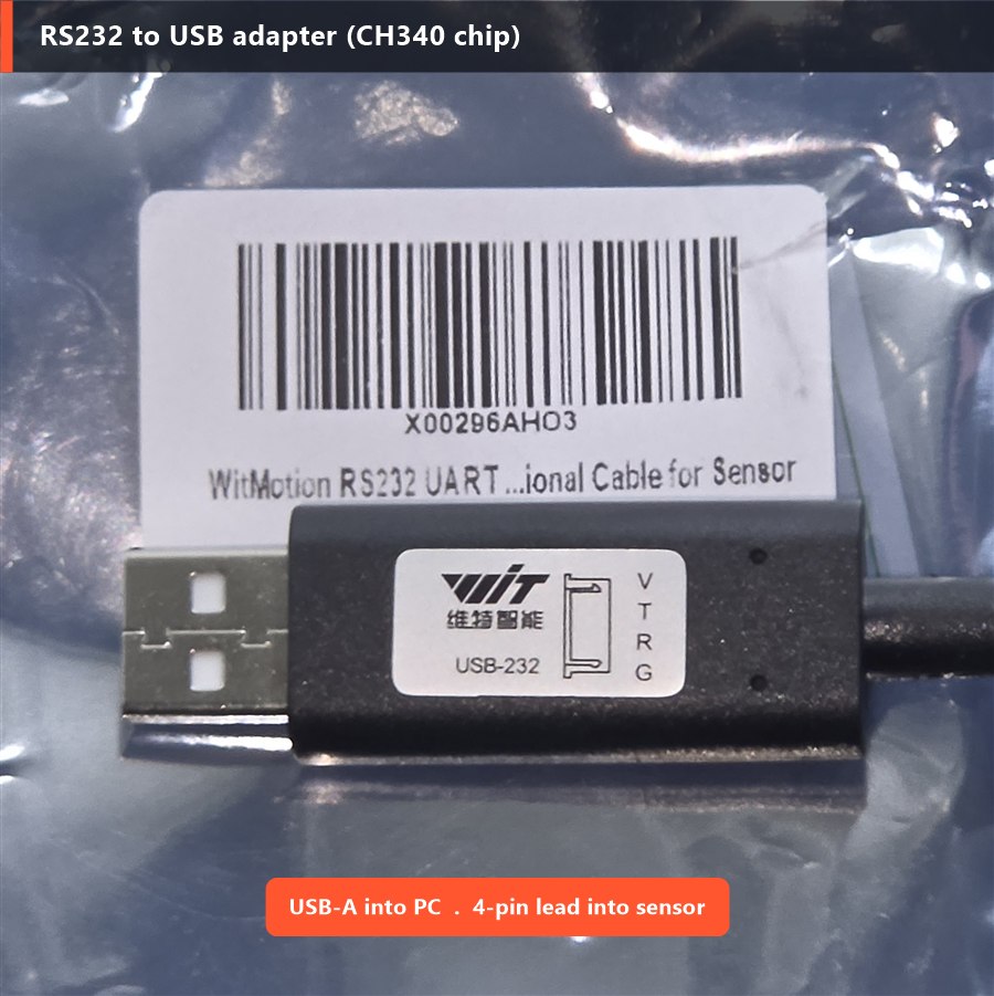WitMotion RS232 to USB adapter cable with CH340 chip